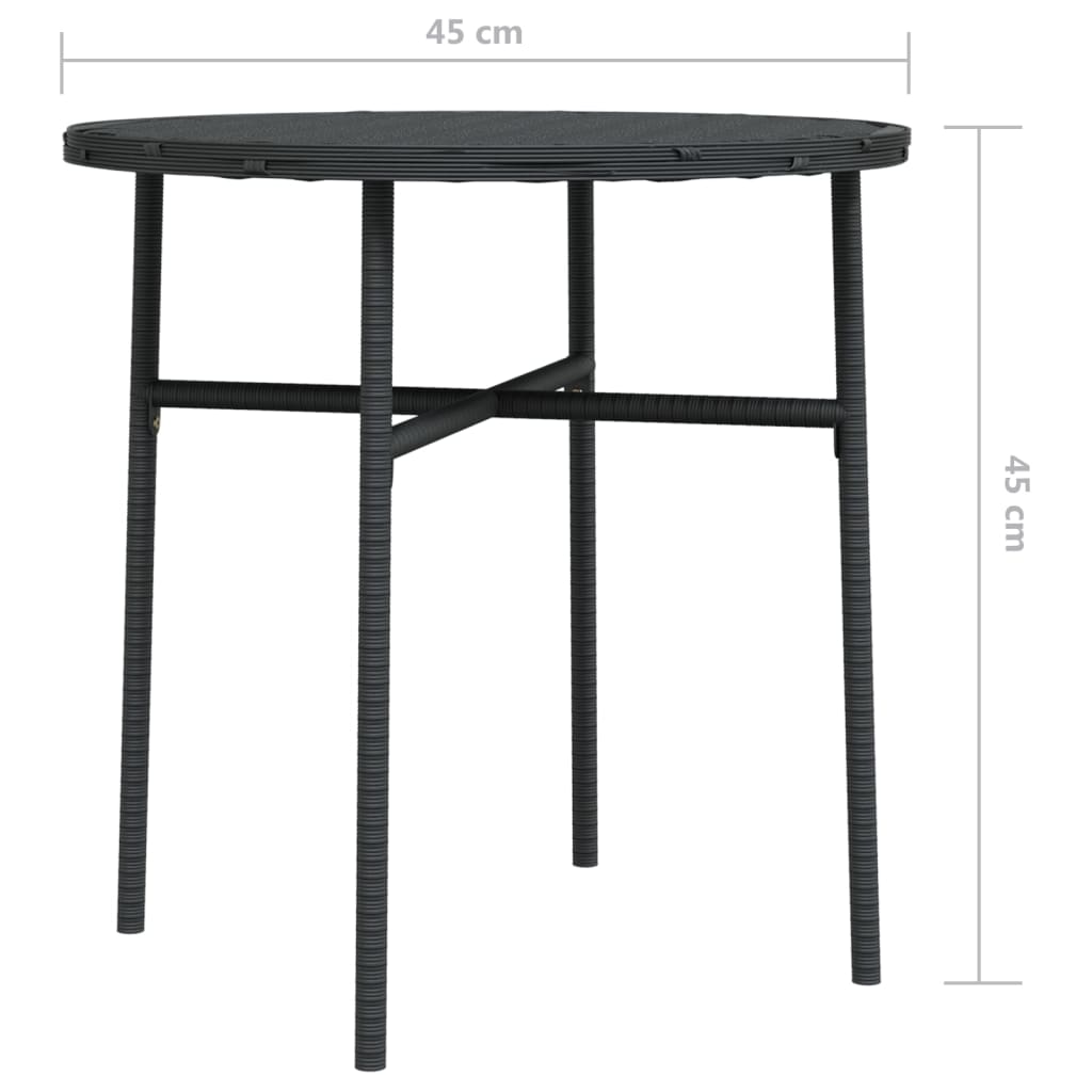 vidaXL Tea Table Black 45 cm Poly Rattan