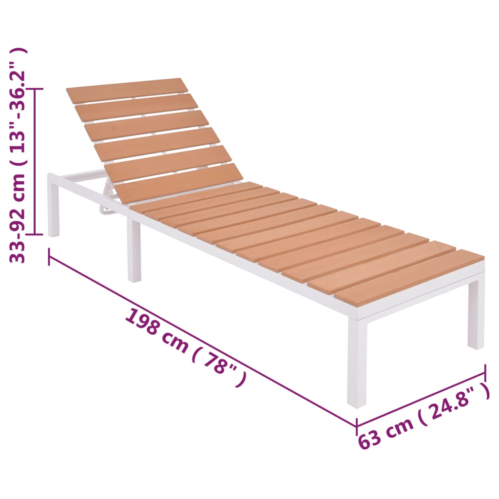 vidaXL Sun Lounger with Table Aluminium WPC and Brown