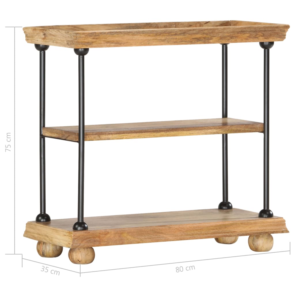 vidaXL 2-Tier Bookshelf 80x35x75 cm Solid Mango Wood and Steel