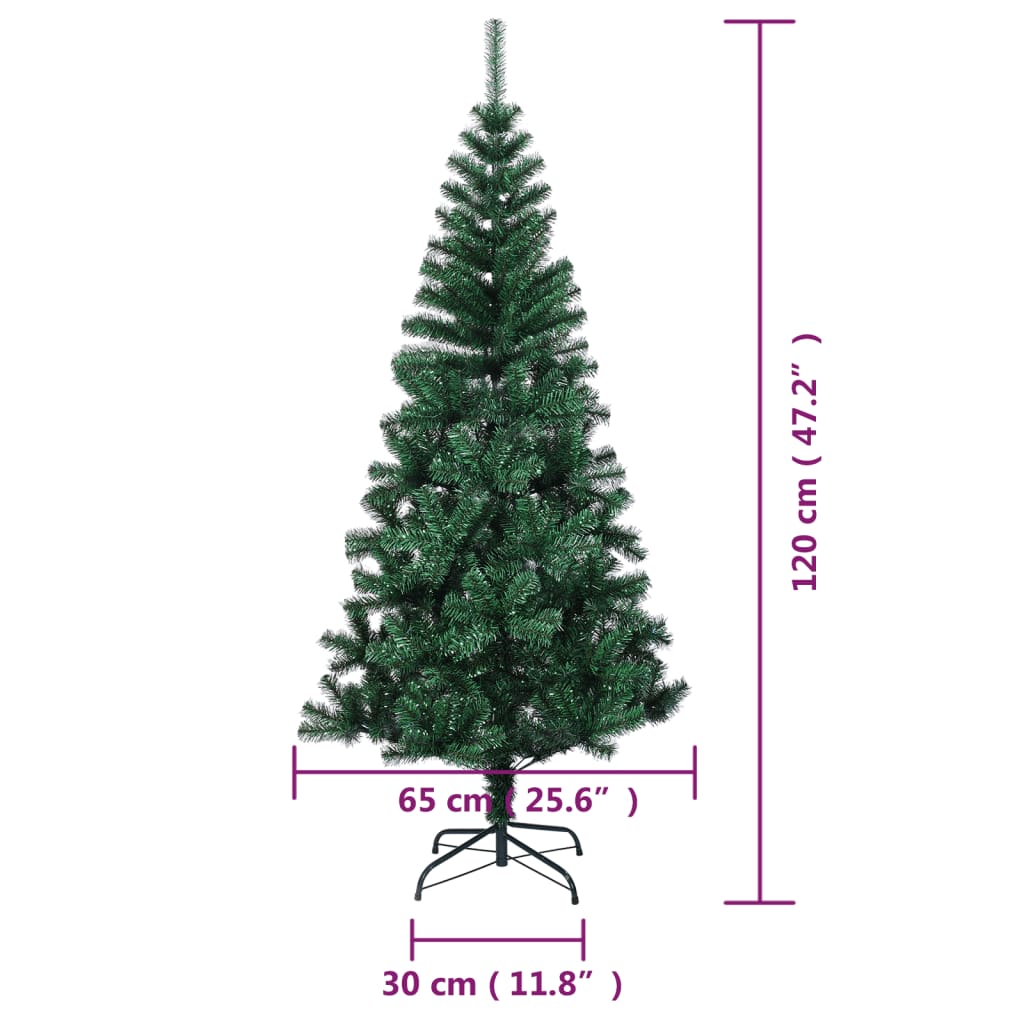 vidaXL Artificial Christmas Tree with Iridescent Tips Green 120 cm PVC