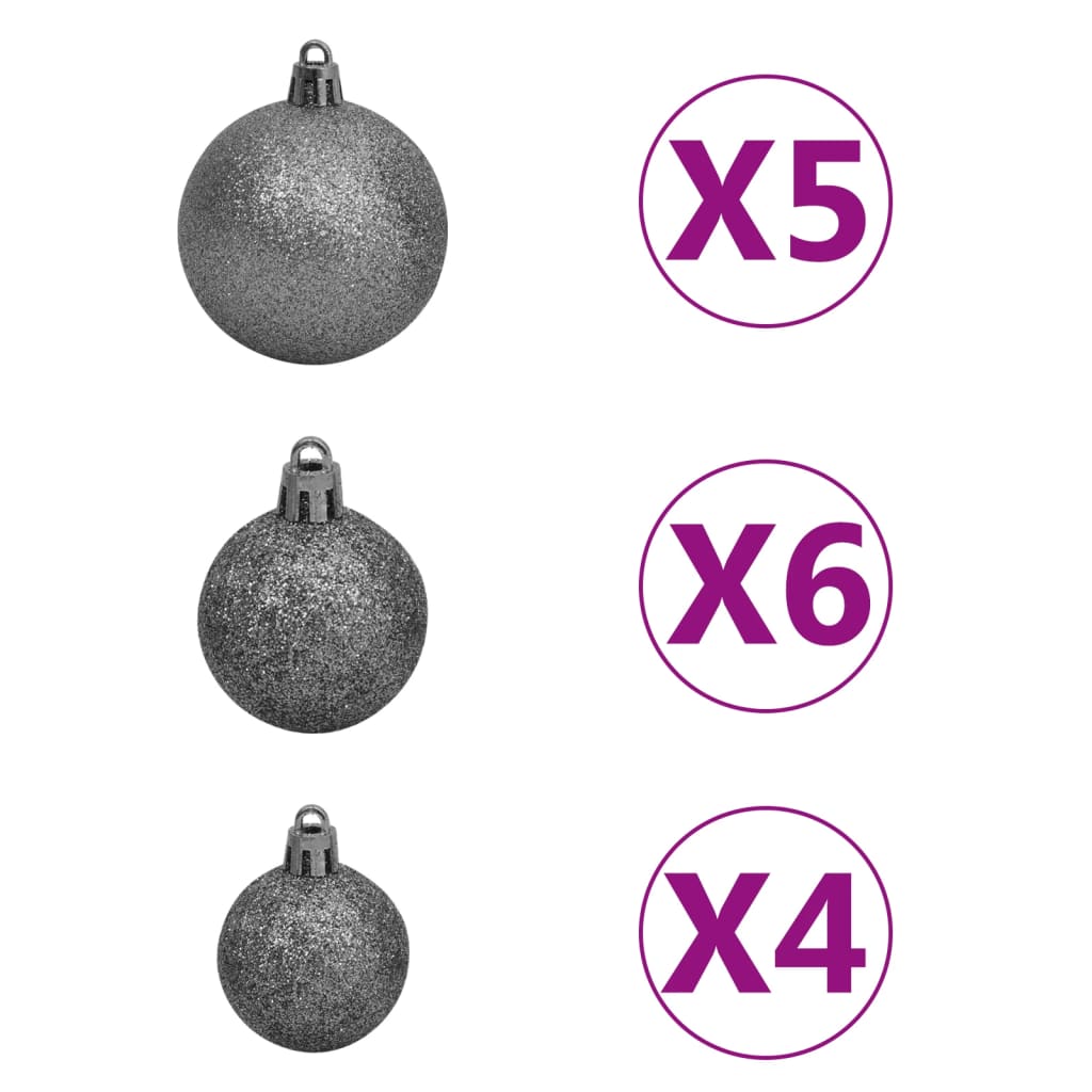 vidaXL Artificial Half Pre-lit Christmas Tree with Ball Set White 180 cm