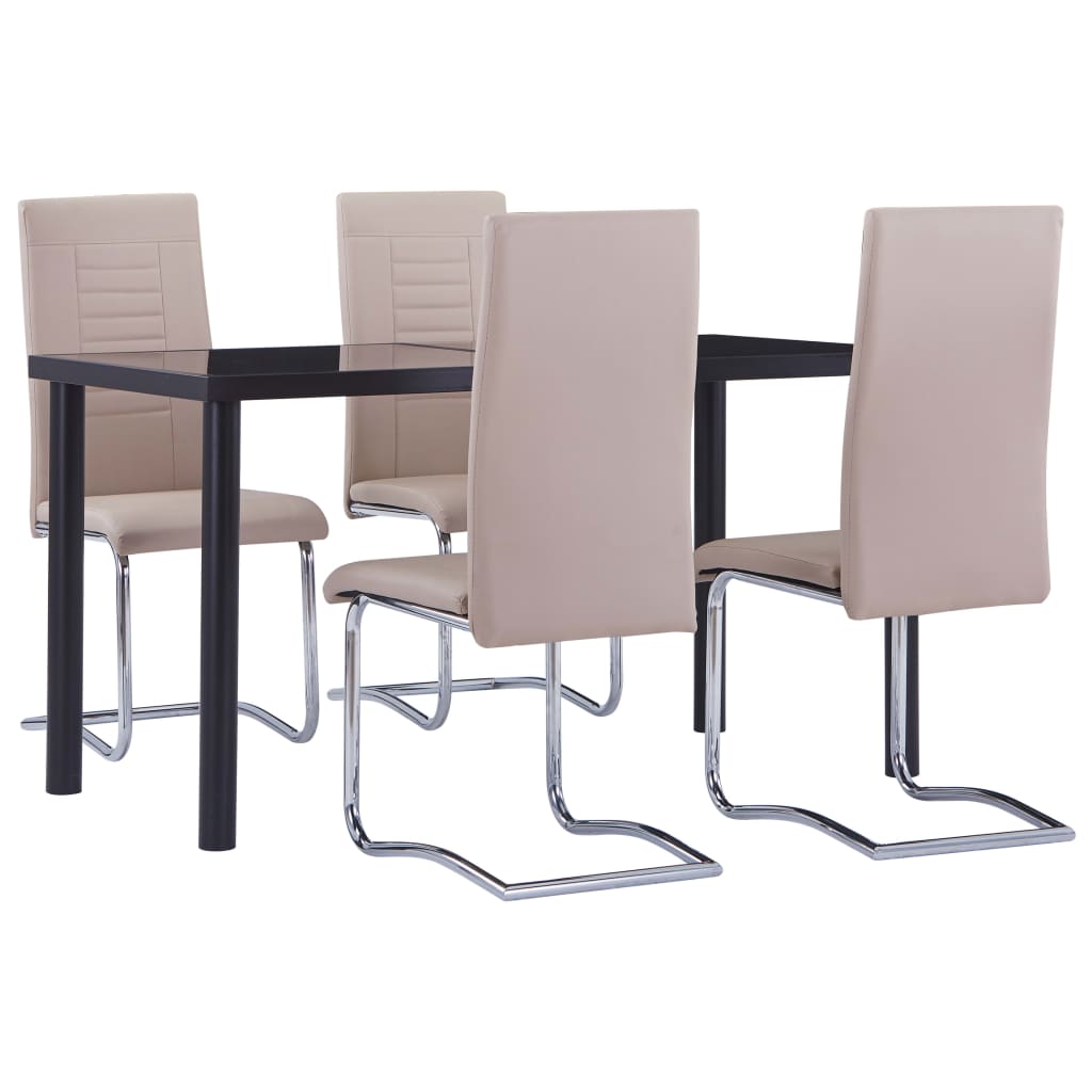 vidaXL 5 Piece Dining Set Faux Leather Cappuccino
