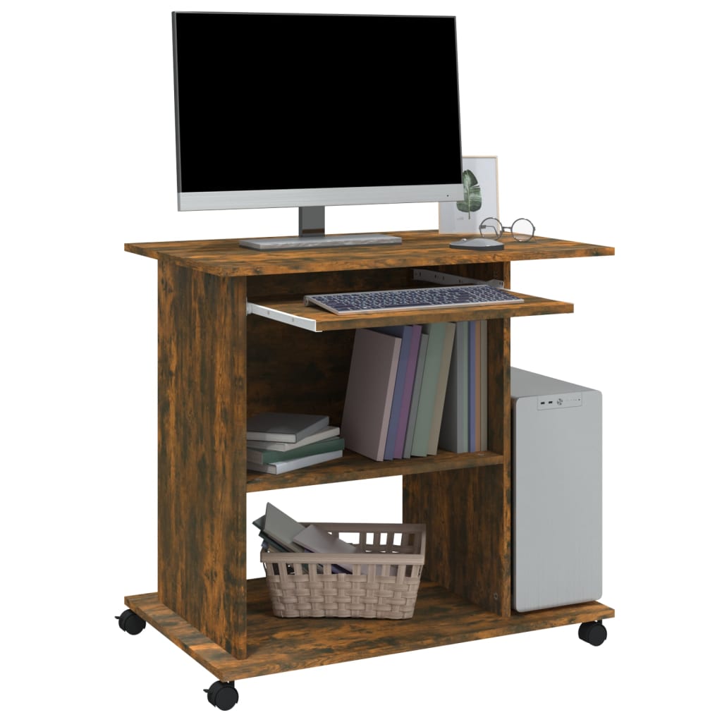 vidaXL Computer Desk Smoked Oak 80x50x75 cm Engineered Wood