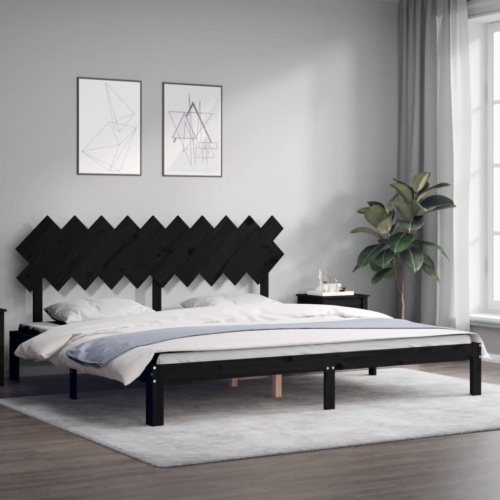 vidaXL Bed Frame with Headboard Black 200x200 cm Solid Wood