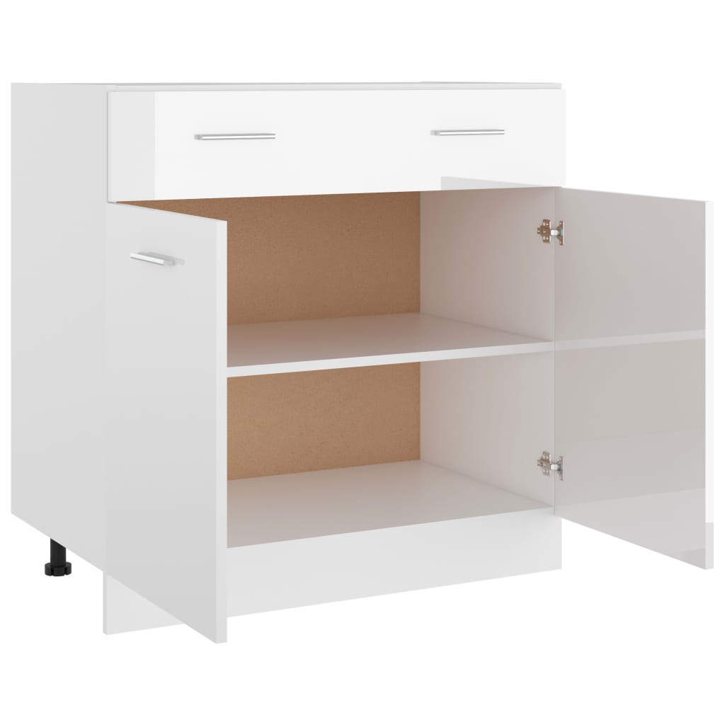 vidaXL Drawer Bottom Cabinet High Gloss White 80x46x81.5 cm Engineered Wood