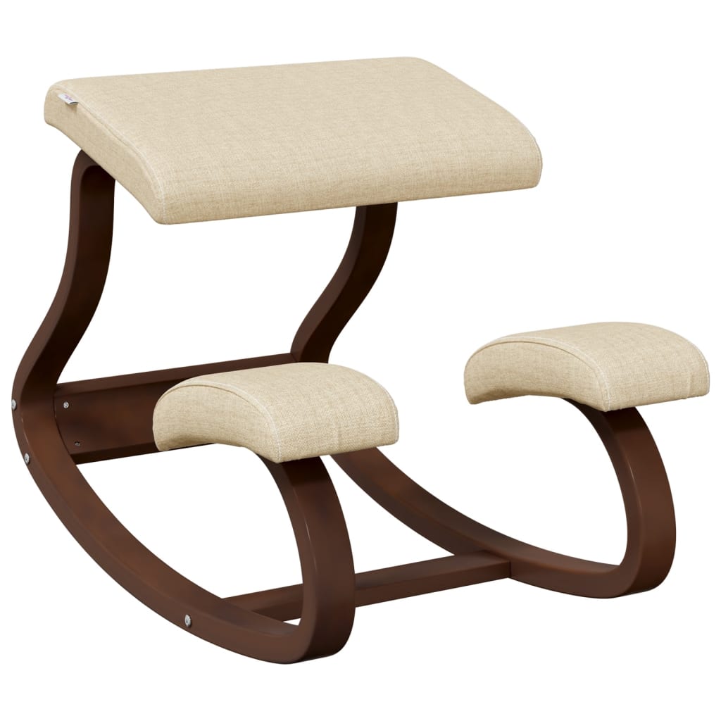 vidaXL Kneeling Chair Cream 48x71x51 cm Birch Plywood