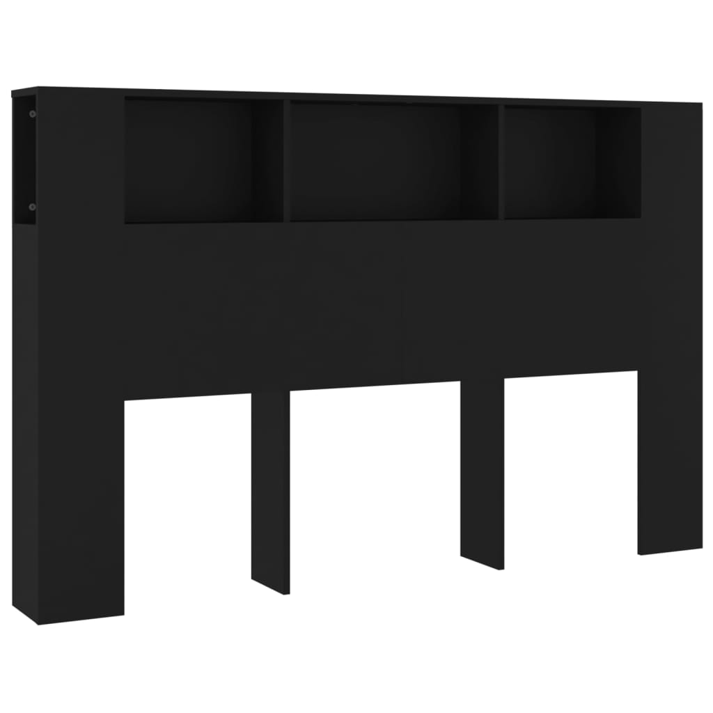 vidaXL Headboard Cabinet Black 160x18.5x104.5 cm