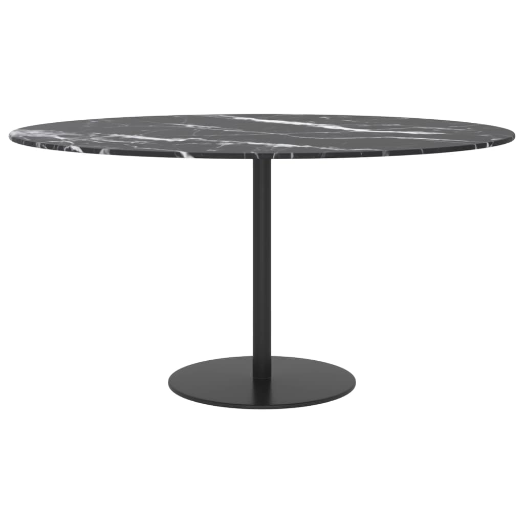 vidaXL Table Top Black Ø80x1 cm Tempered Glass with Marble Design