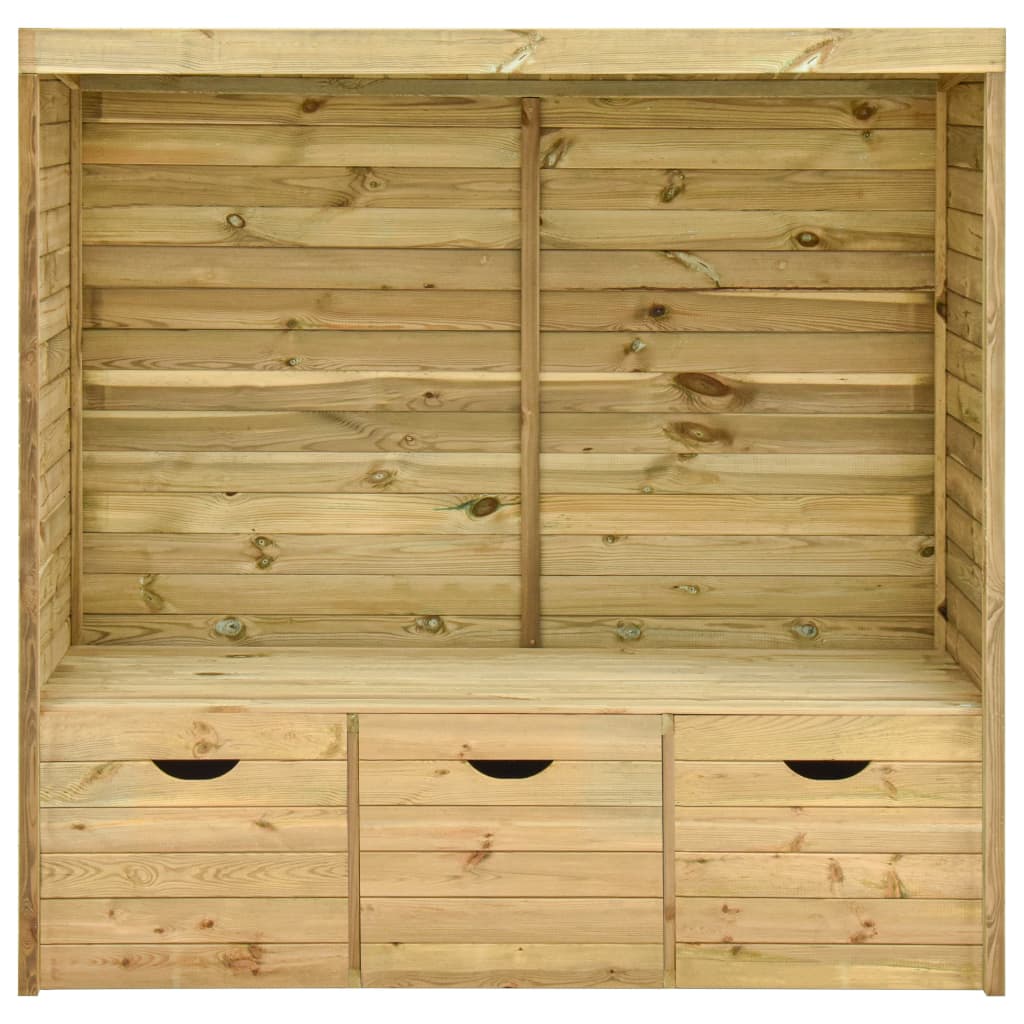 vidaXL Garden Arbour Bench with 3 Drawers 170 cm Solid Pinewood