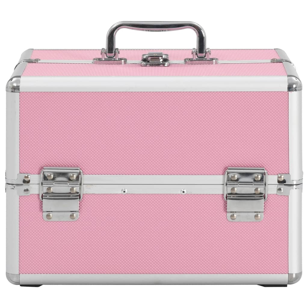 vidaXL Make-up Case 22x30x21 cm Pink Aluminium