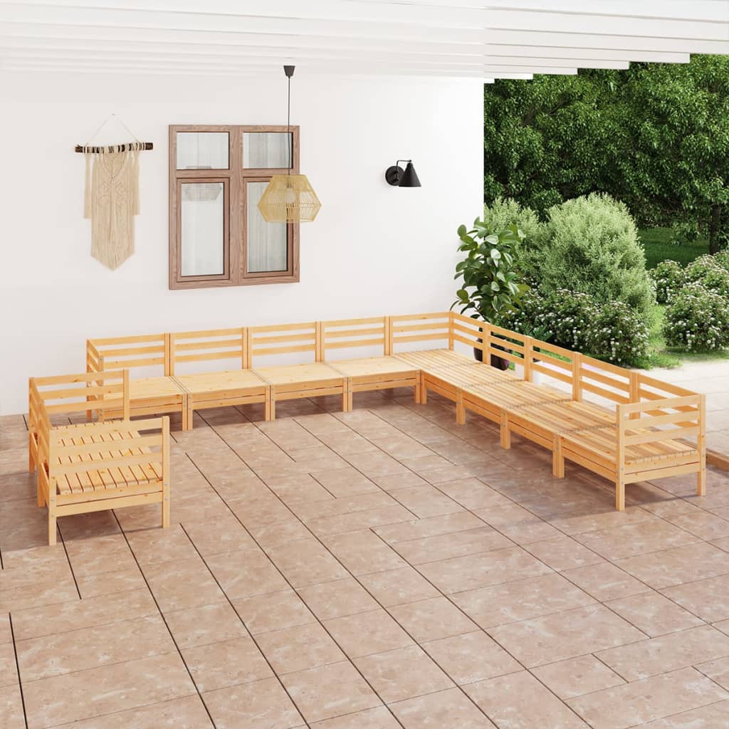 vidaXL 11 Piece Garden Lounge Set Solid Pinewood