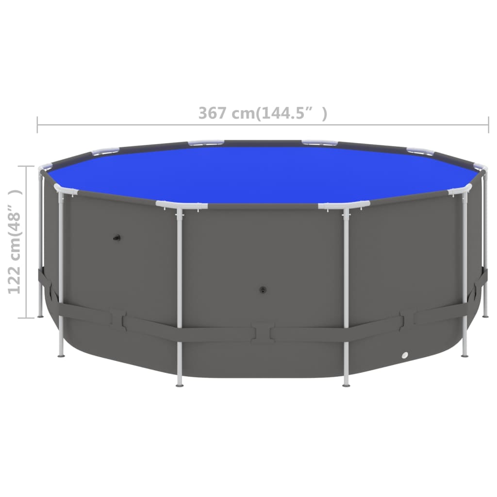 vidaXL Swimming Pool with Steel Frame 367x122 cm Anthracite