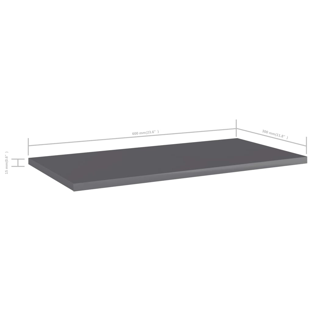 vidaXL Bookshelf Boards 4 pcs High Gloss Grey 60x30x1.5 cm Engineered Wood