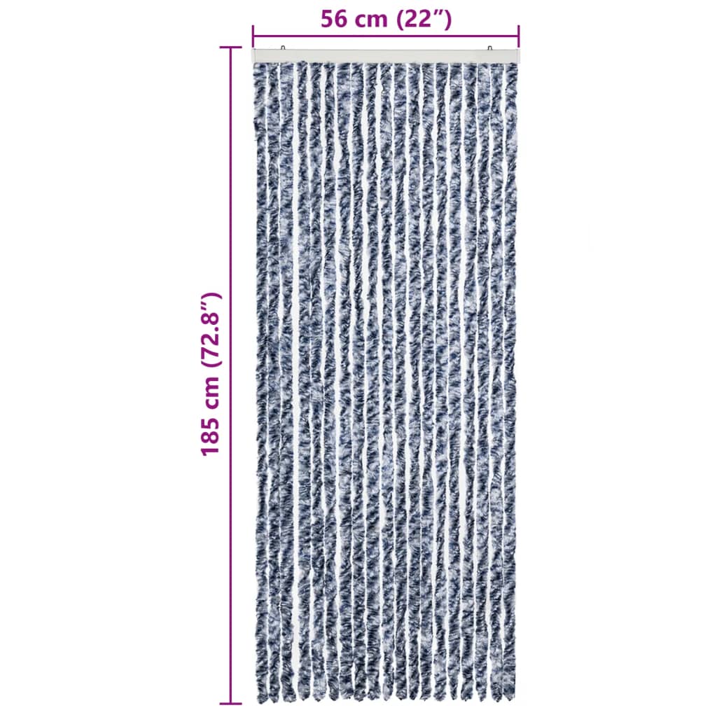 vidaXL Insect Curtain Blue, White and Silver 56x185 cm Chenille