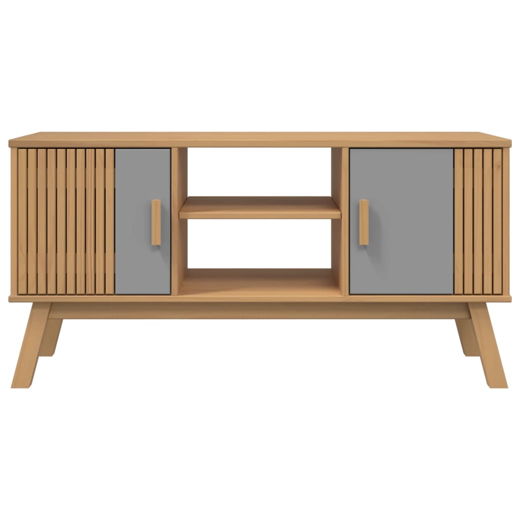 vidaXL TV Cabinet OLDEN Grey and Brown 114x43x57 cm Solid Wood Pine