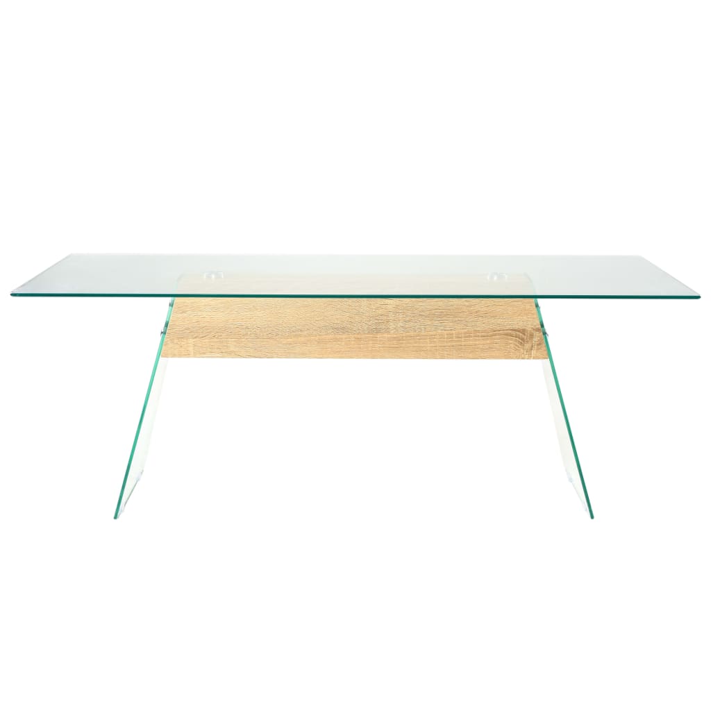 vidaXL Coffee Table MDF and Glass 110x55x40 cm Oak Colour