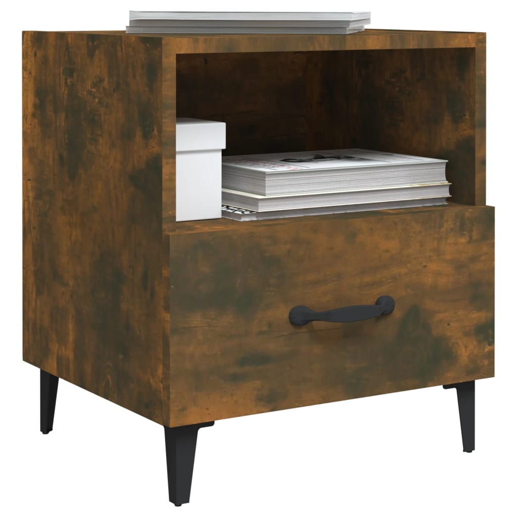 vidaXL Bedside Cabinet Smoked Oak Engineered Wood