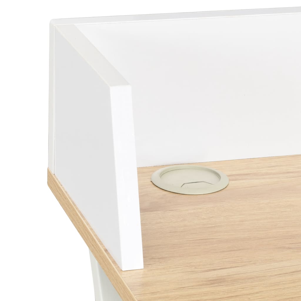 vidaXL Desk White and Natural 80x50x84 cm