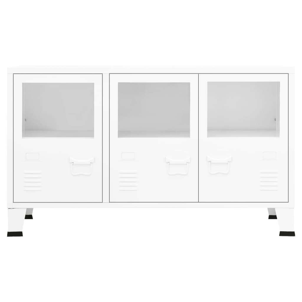 vidaXL Industrial Sideboard White 105x35x62 cm Metal and Glass