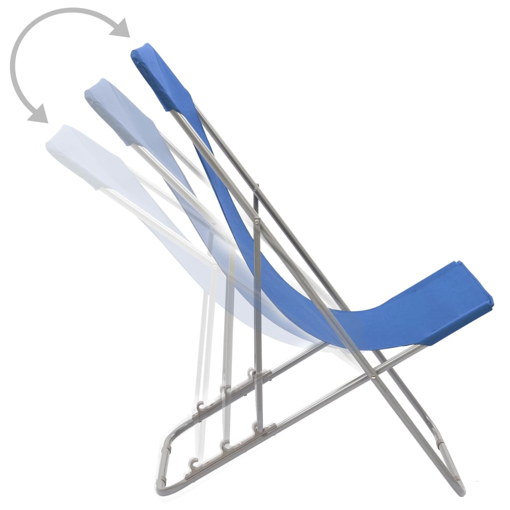 vidaXL Folding Beach Chairs 2 pcs Steel and Oxford Fabric Blue
