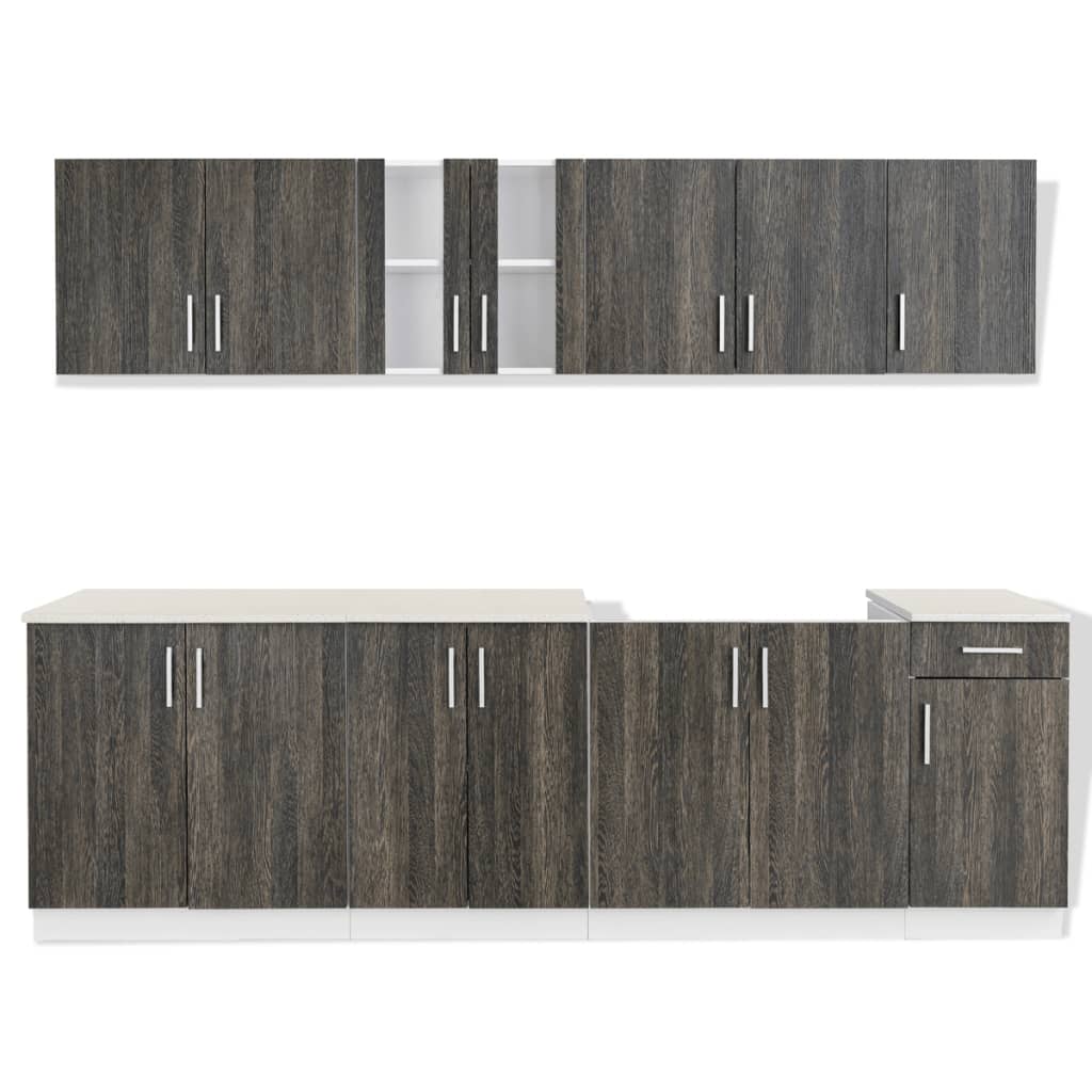 vidaXL Kitchen Cabinet with Sink Base Unit 8 Pieces Wenge Look
