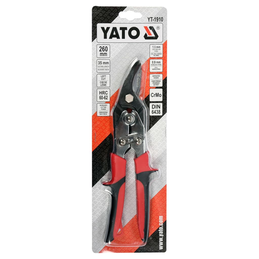 YATO Figure Tin Snips Left 260 mm Red