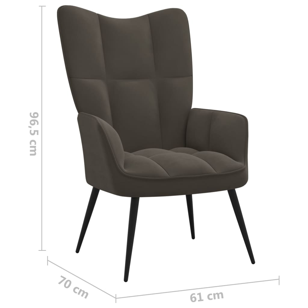 vidaXL Relaxing Chair Dark Grey Velvet