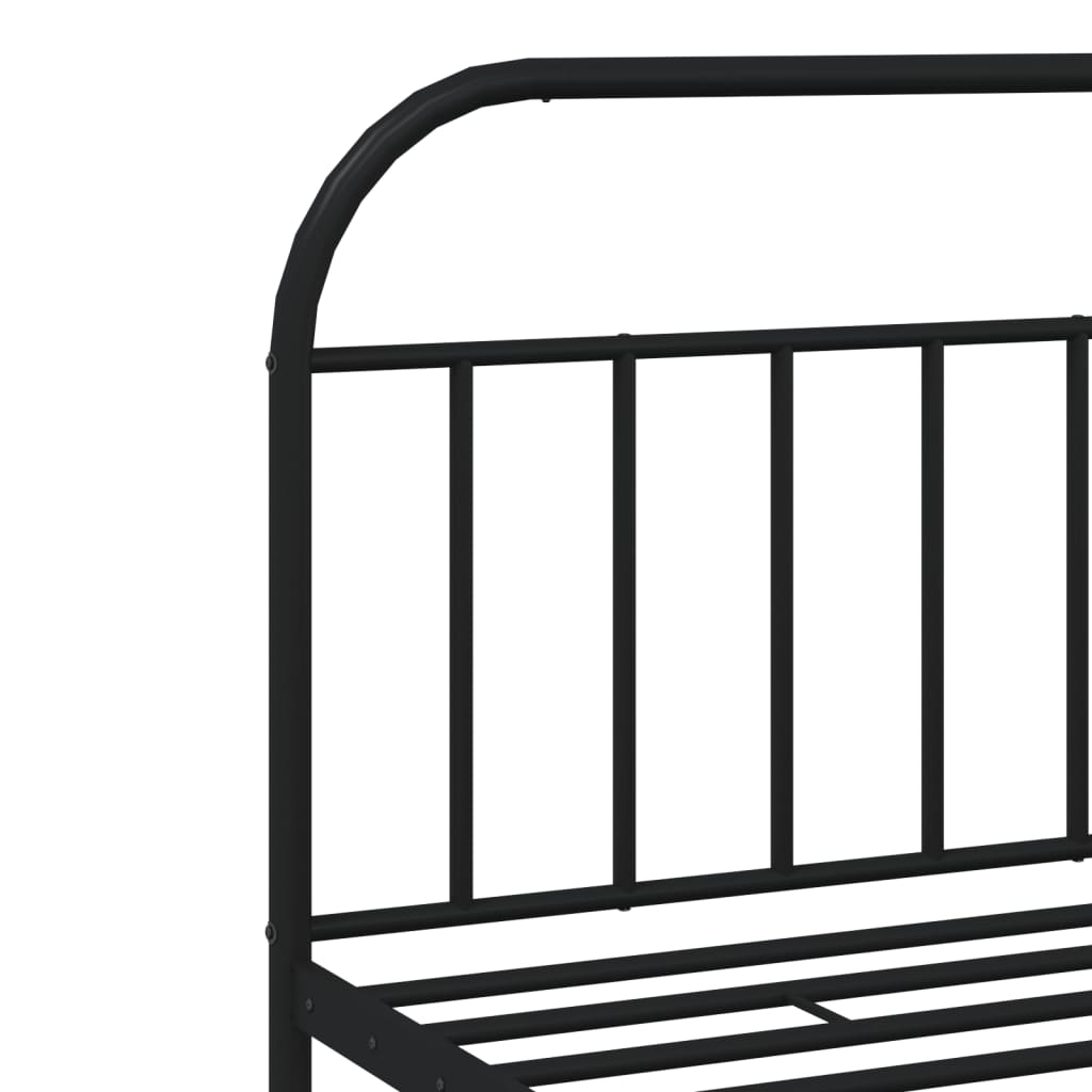 vidaXL Metal Bed Frame with Headboard and Footboard Black 193x203 cm