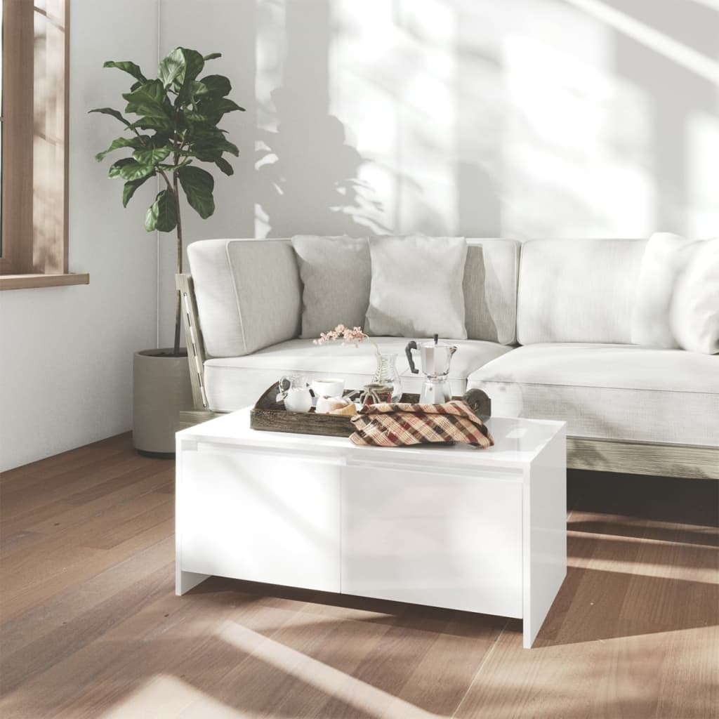 vidaXL Coffee Table High Gloss White 90x50x41.5 cm Engineered Wood