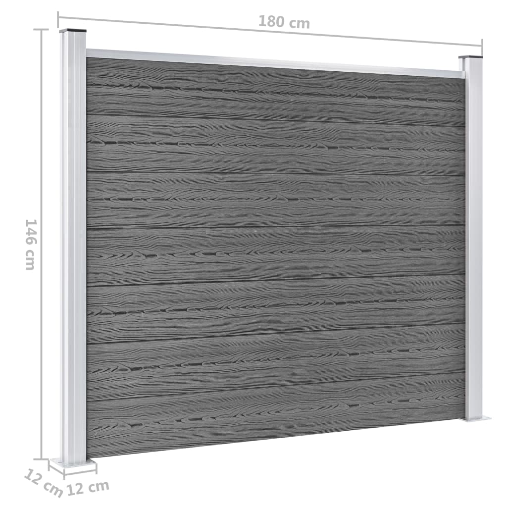 vidaXL Fence Panel Set WPC 872x146 cm Grey