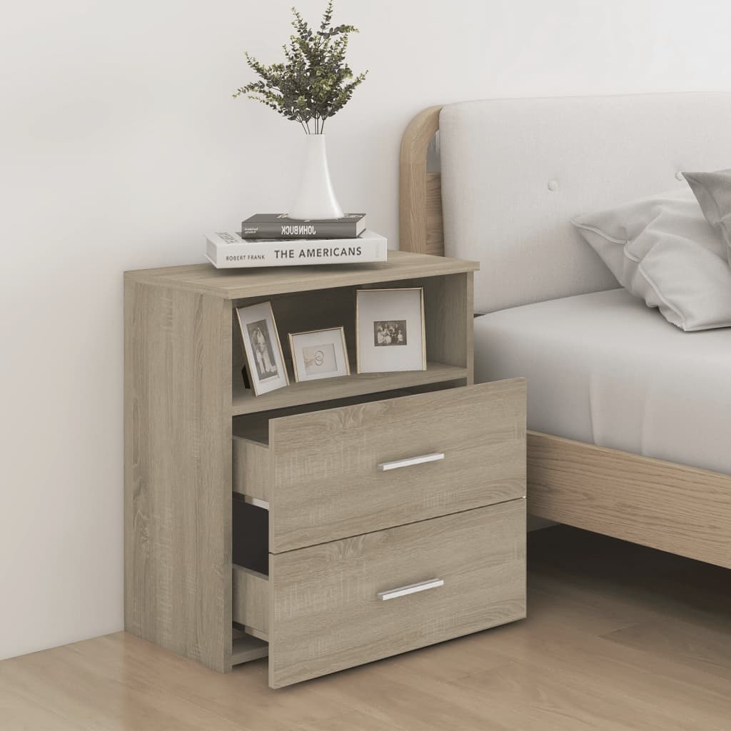 vidaXL Bed Cabinets 2 pcs Sonoma Oak 50x32x60 cm