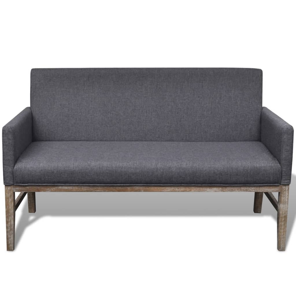 vidaXL Bench with Padded Cushion Fabric Rubberwood Dark Grey