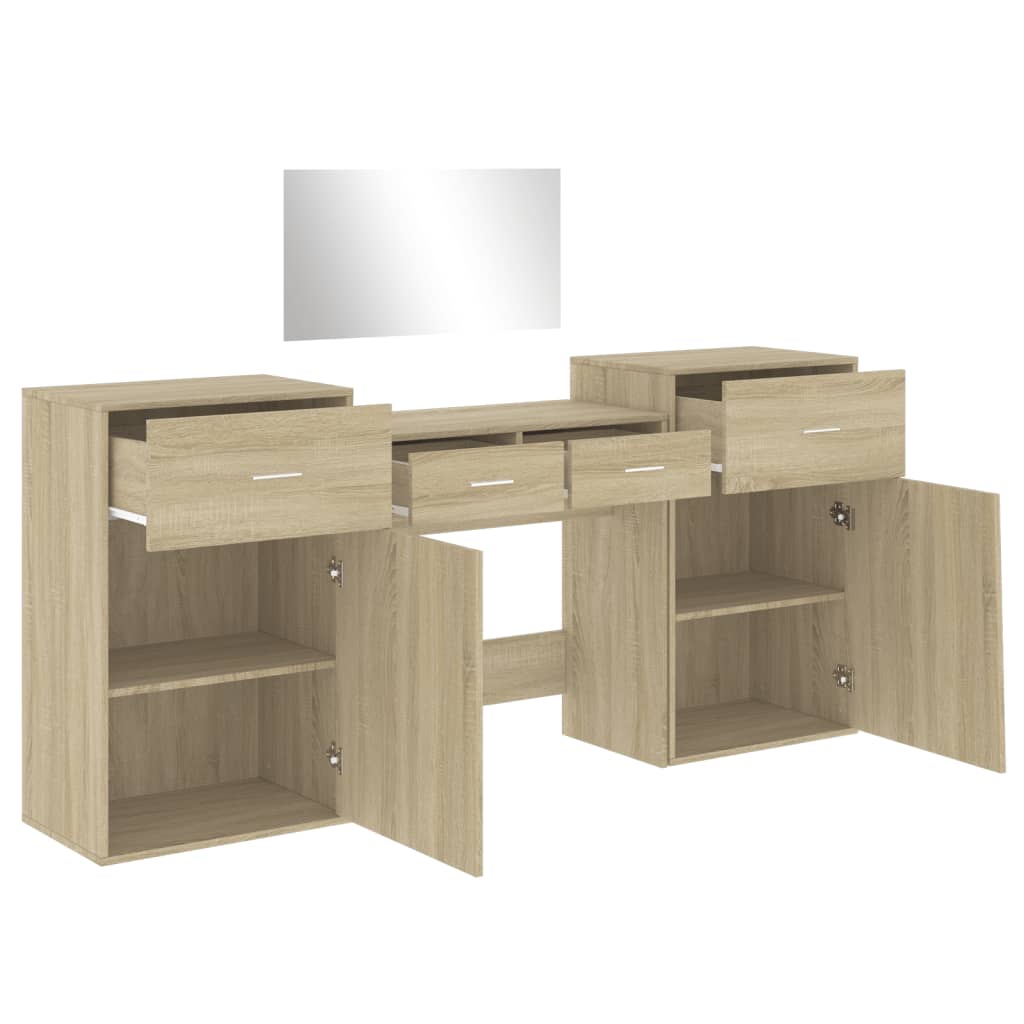 vidaXL 4 Piece Dressing Table Set Sonoma Oak Engineered Wood
