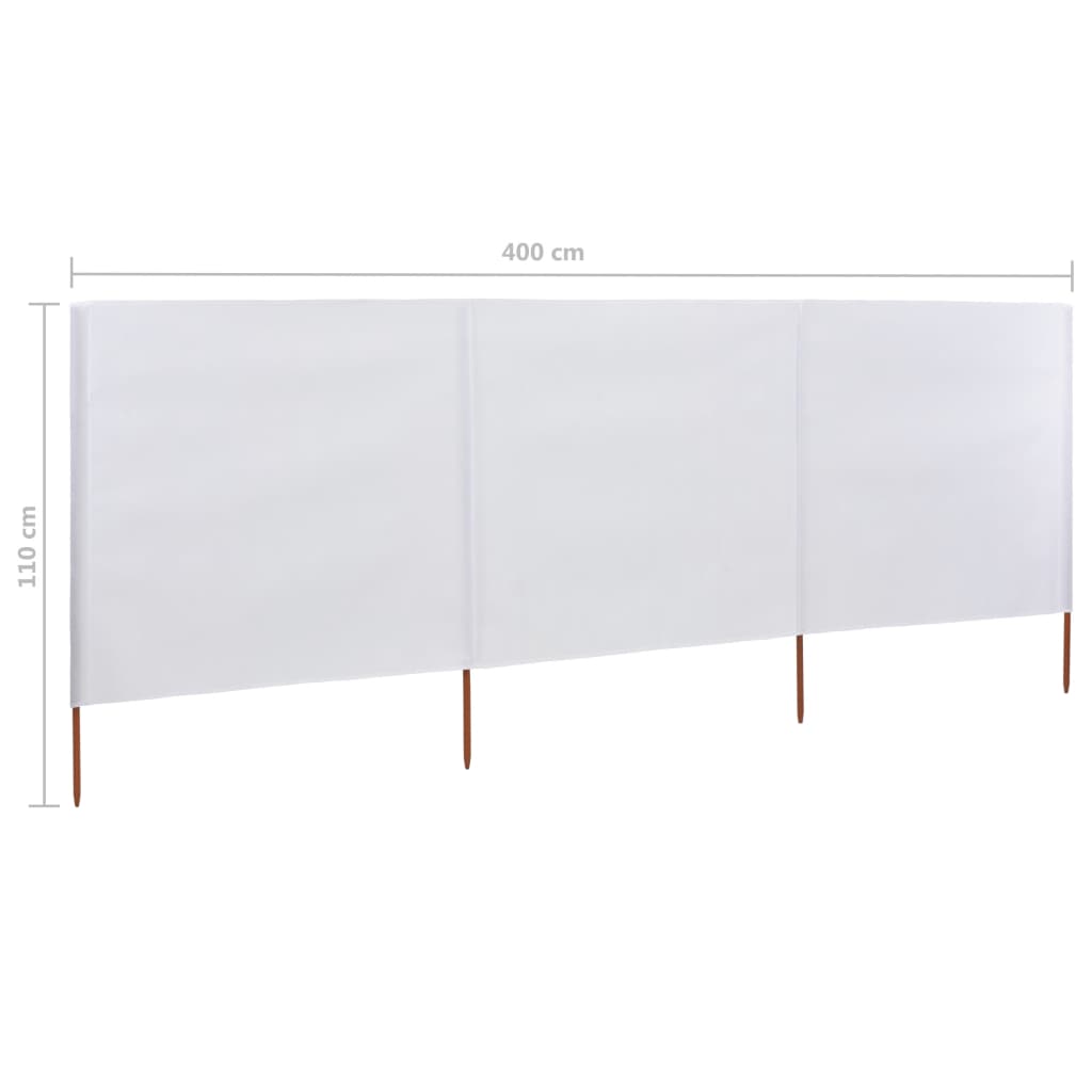 vidaXL 3-panel Wind Screen Fabric 400x80 cm Sand White