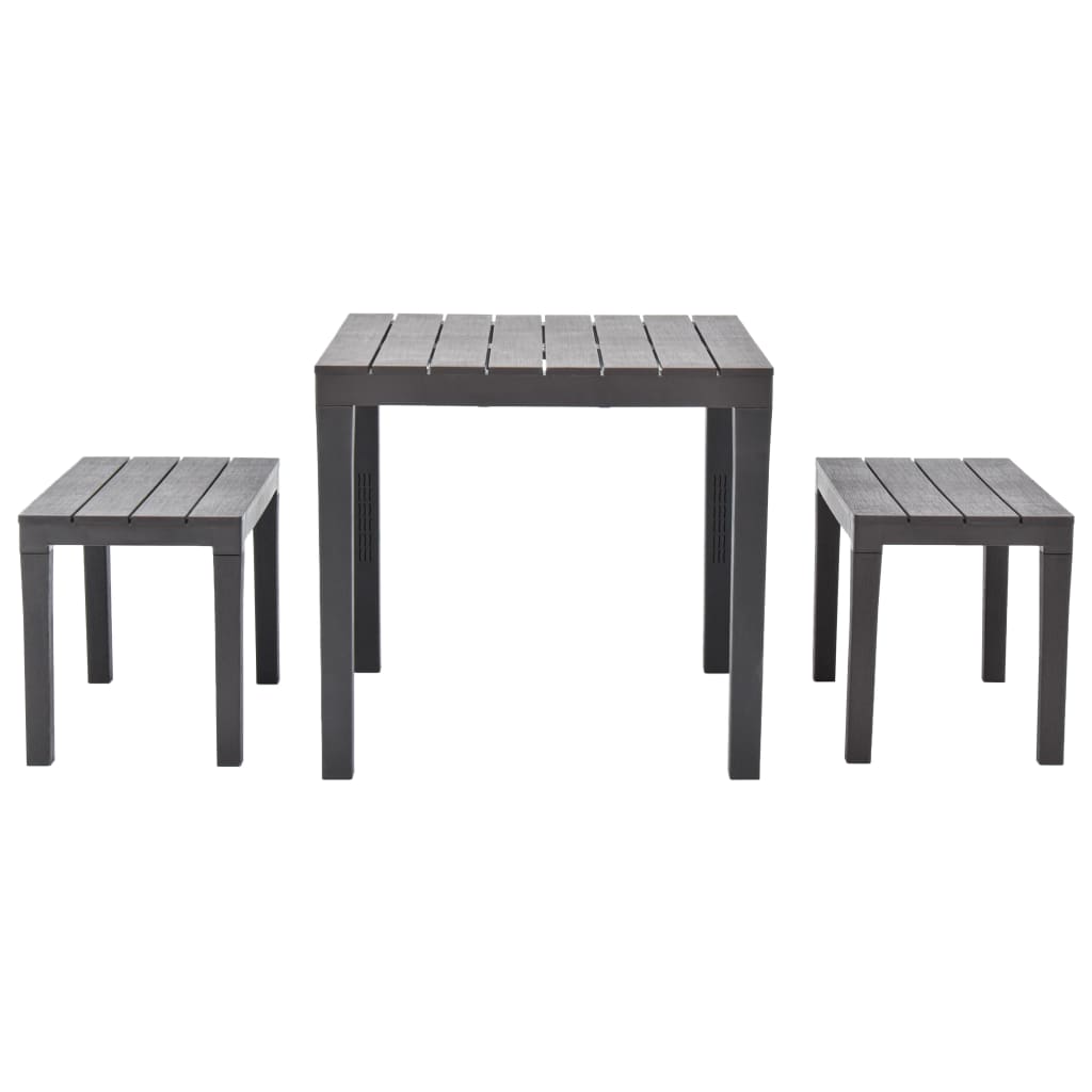 vidaXL Garden Table with 2 Benches Plastic Brown