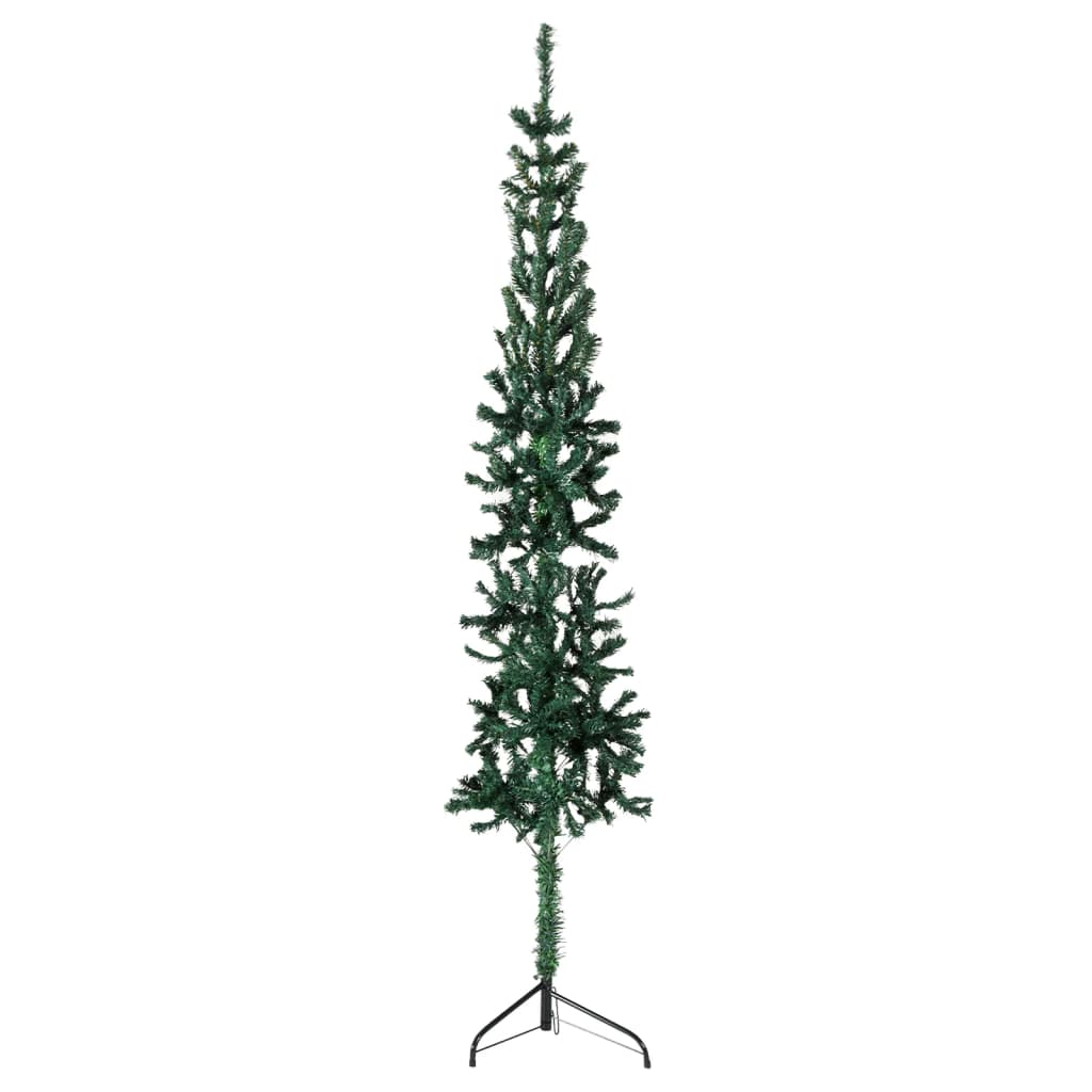 vidaXL Slim Artificial Half Christmas Tree with Stand Green 240 cm