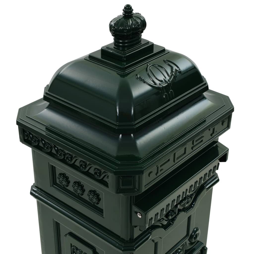 vidaXL Pillar Letterbox Aluminium Vintage Style Rustproof Green