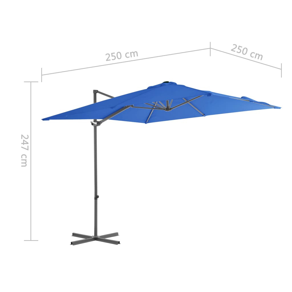 vidaXL Cantilever Umbrella with Steel Pole Azure Blue 250x250 cm