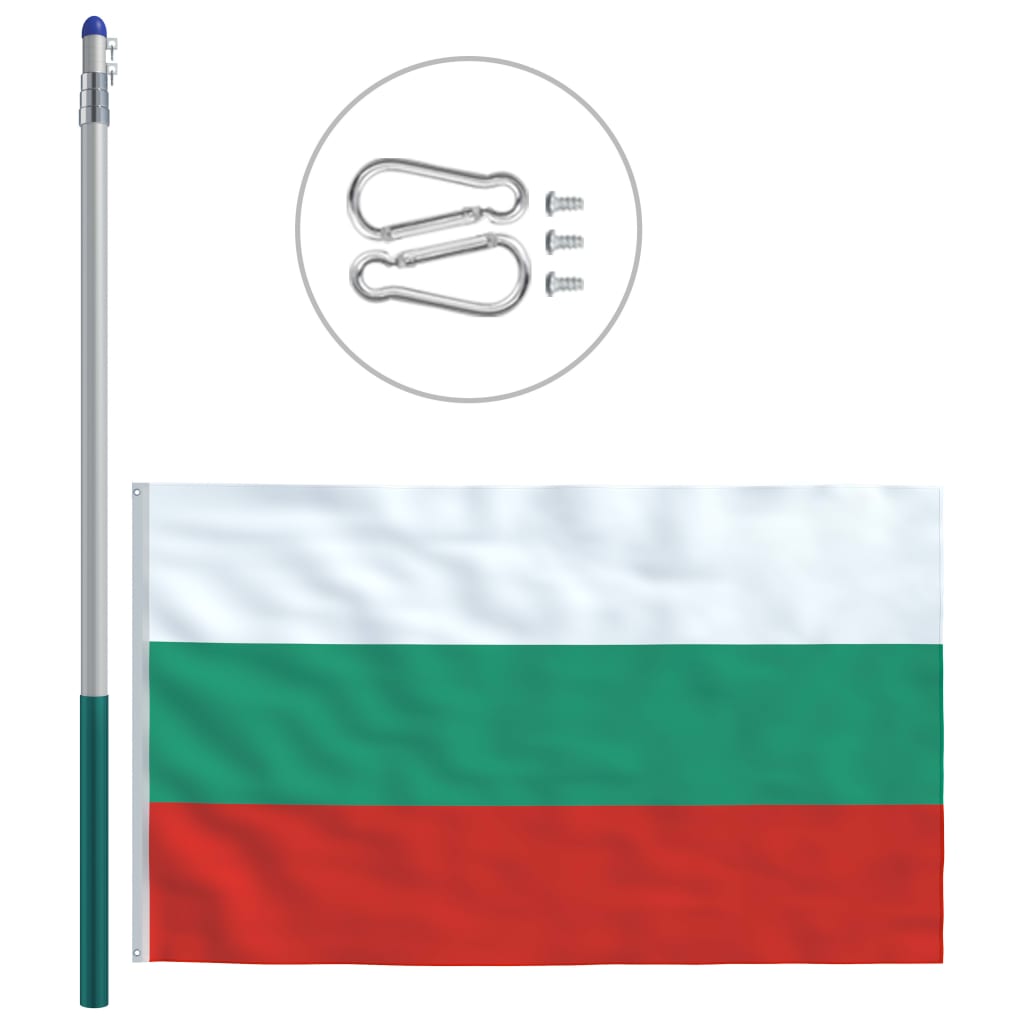 vidaXL Bulgaria Flag and Pole Aluminium 6 m