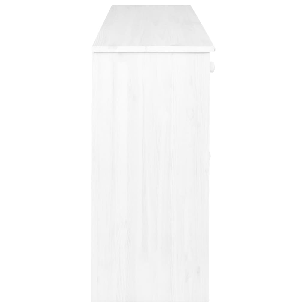 vidaXL Sideboard 6 Drawers White 113x35x73 cm Solid Pine Wood