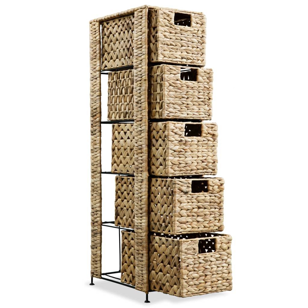 vidaXL Storage Unit with 5 Baskets 25.5x37x100 cm Water Hyacinth