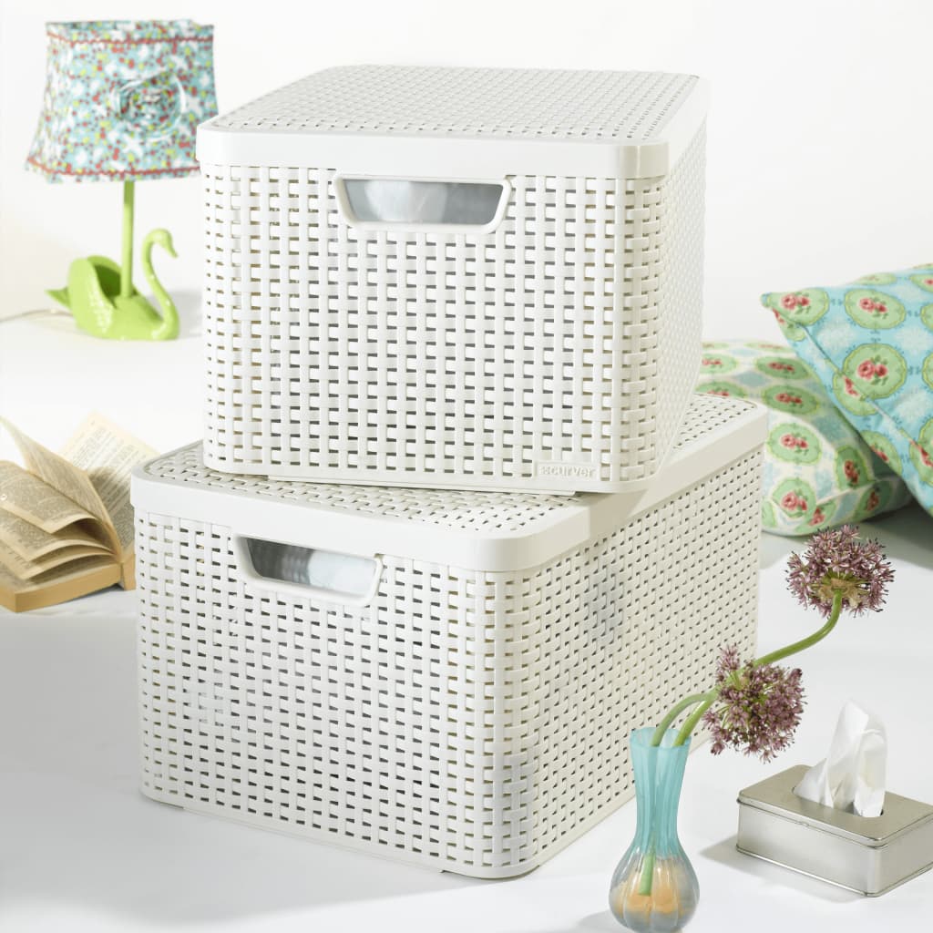Curver Storage Box with Lid Style L 30L Creamy White