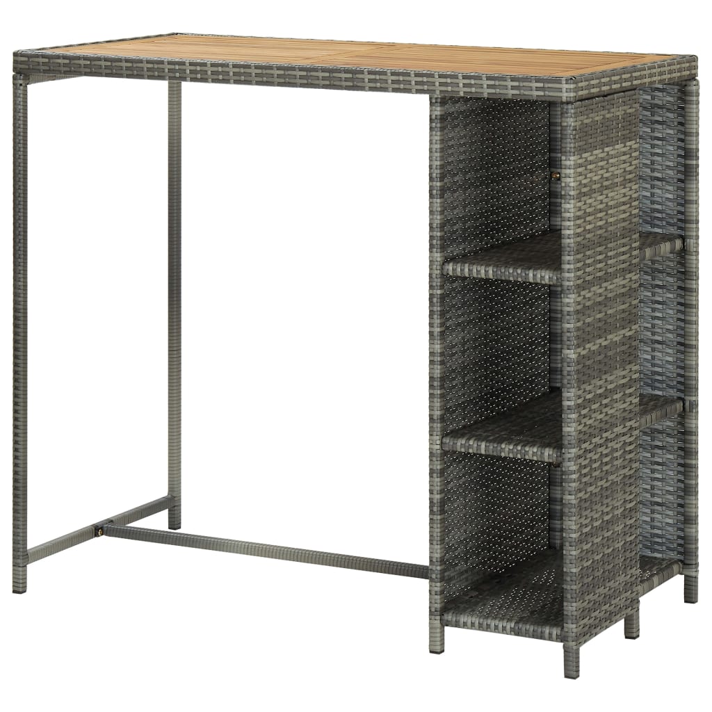 vidaXL Bar Table with Storage Rack Grey 120x60x110 cm Poly Rattan