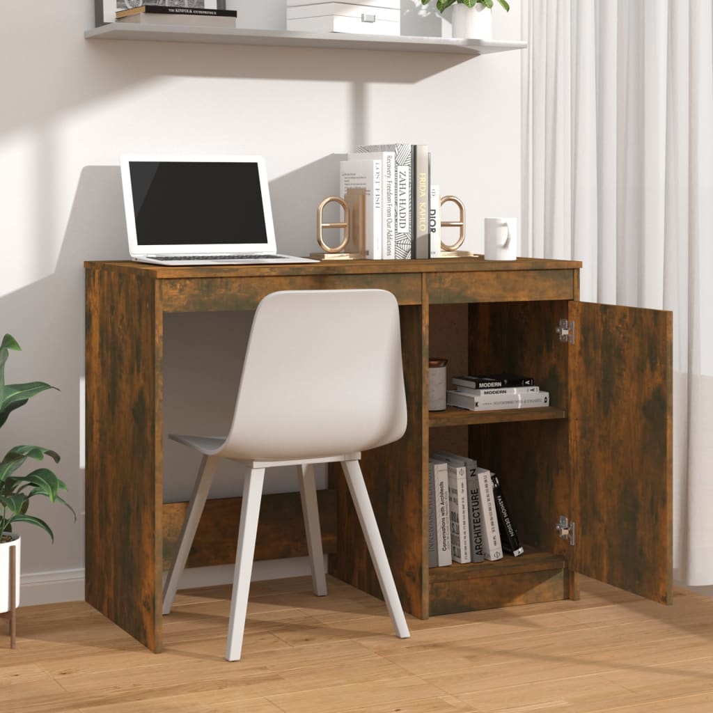 vidaXL Desk Smoked Oak 100x50x76 cm Engineered Wood