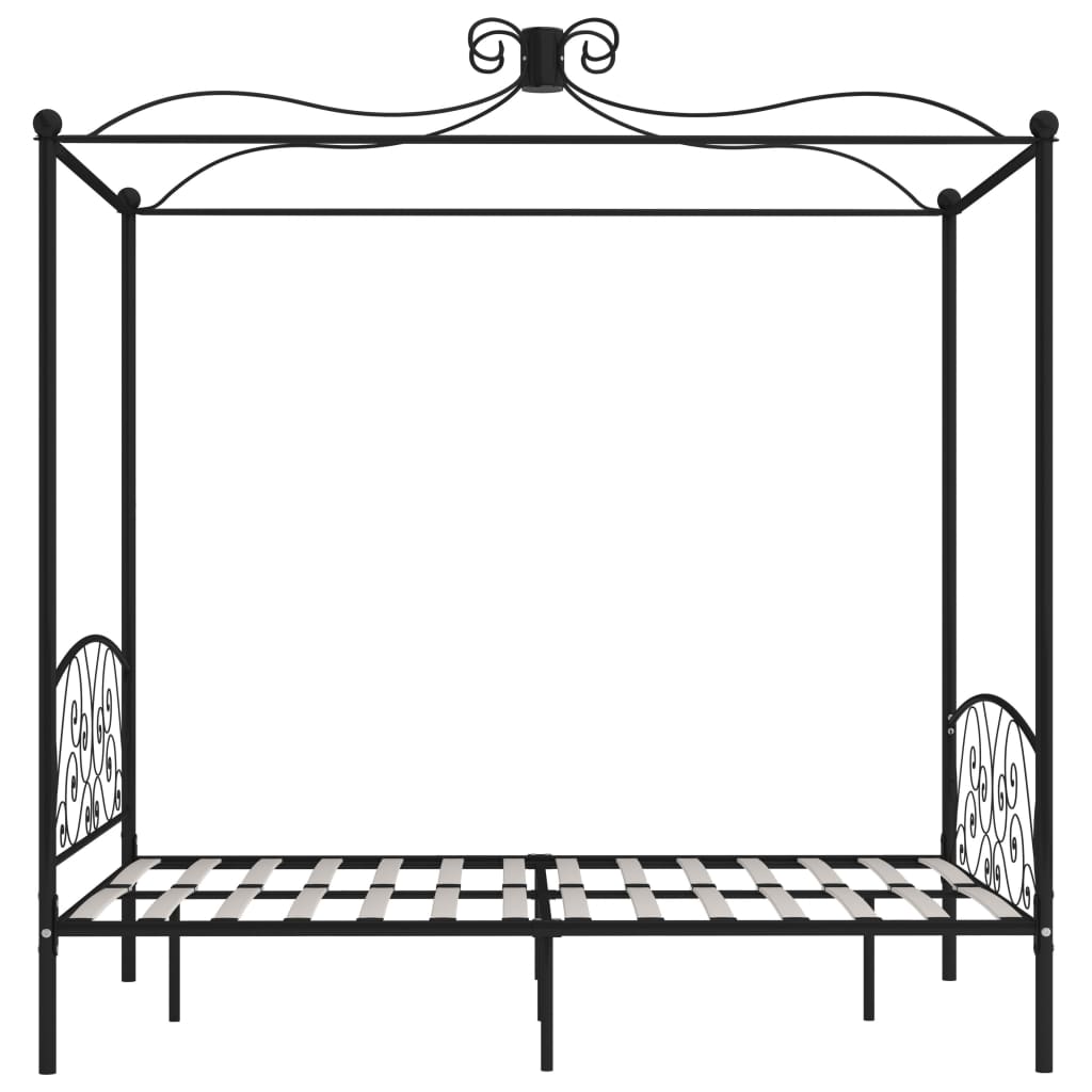 vidaXL Canopy Bed Frame Black Metal 120x200 cm