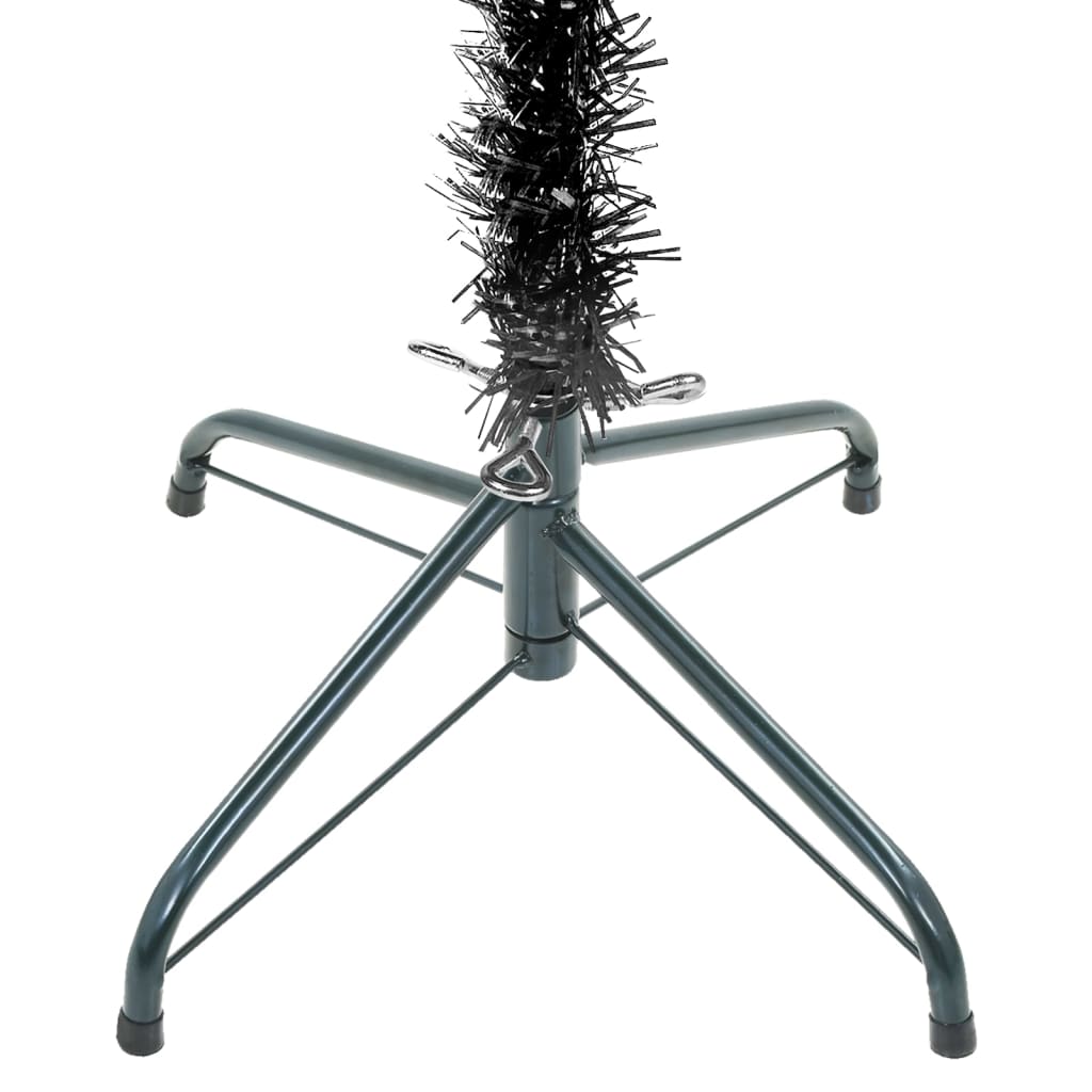vidaXL Slim Pre-lit Christmas Tree with Ball Set Black 240 cm