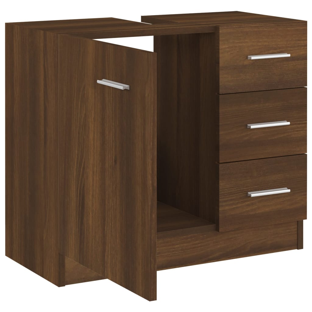 vidaXL Sink Cabinet Brown Oak 63x30x54 cm Engineered Wood