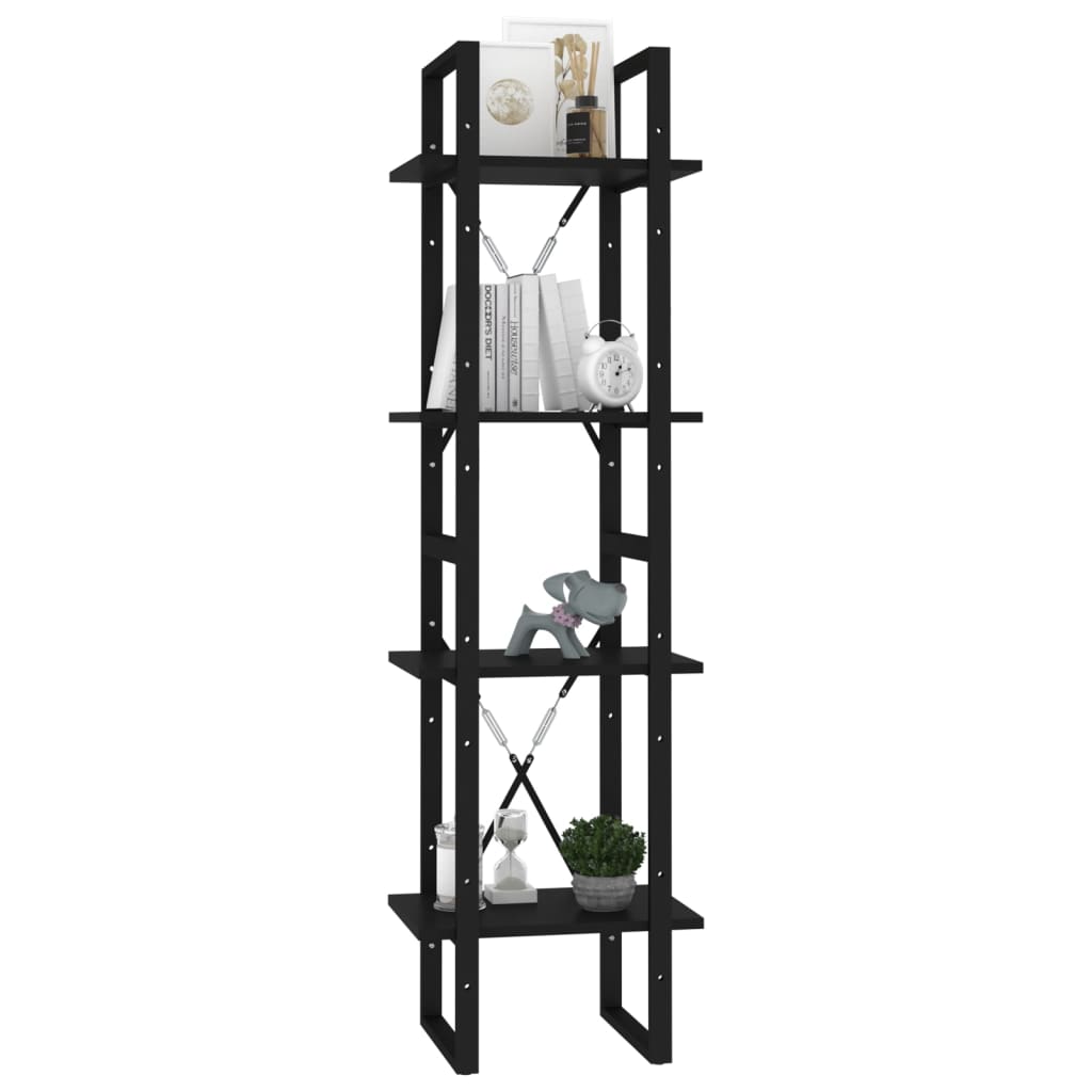 vidaXL 4-Tier Book Cabinet Black 40x30x140 cm Engineered Wood
