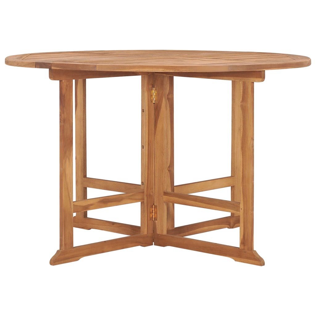 vidaXL Folding Garden Dining Table Ø110x75 cm Solid Wood Teak
