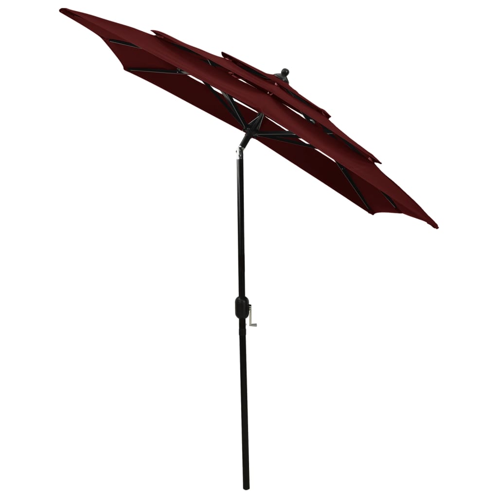 vidaXL 3-Tier Parasol with Aluminium Pole Bordeaux Red 2x2 m